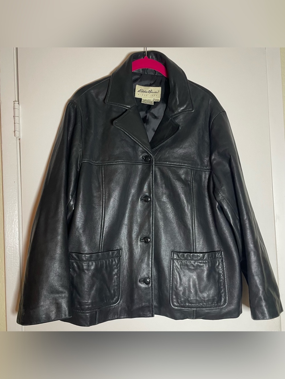 Vintage Eddie Bauer Genuine Leather Car Coat Size L
